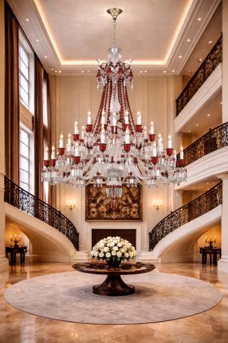 36 Lights Modern Red & White Crystal Glass Luxury Chandelier by Luxury Group International