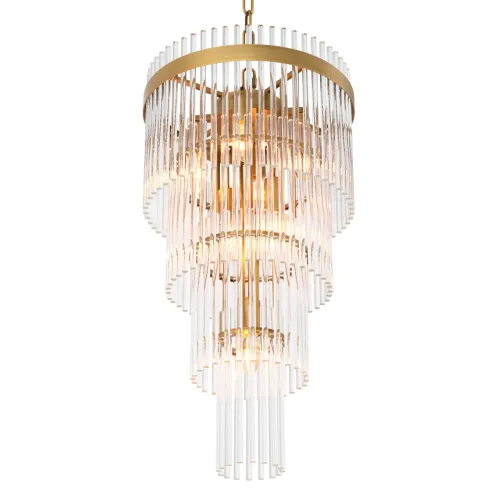 4 -tier crystal clear glass rod luxury gold Ceiling Light by Luxury Group International