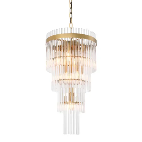 4 -tier crystal clear glass rod luxury gold Ceiling Light by Luxury Group International