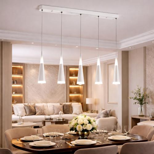 5 Lights LED Pendant Cone Shape Luxury Silver Acrylic Hanging Ceiling lamp by Luxury Group International