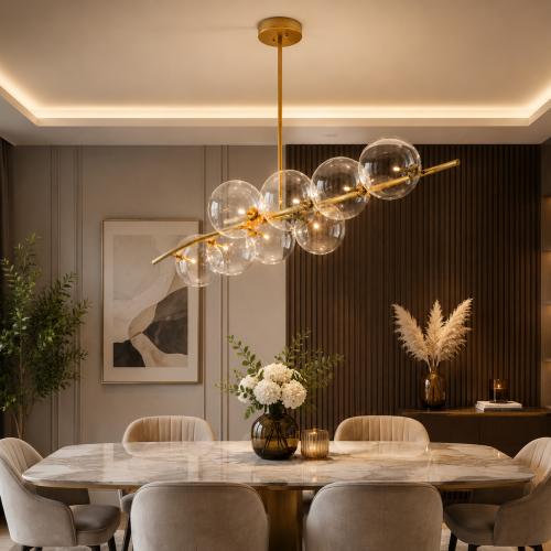 8 Clear Glass Globe Antique brass finish ceiling Light Chandelier by Luxury Group International