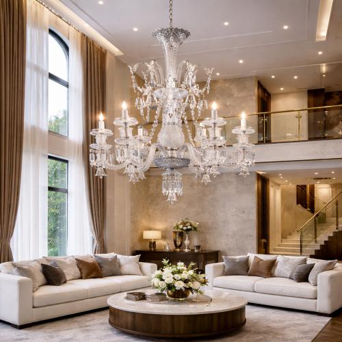 8 Lights Luxury Multi-Tier Crystal Glass Chandelier by Luxury Group International