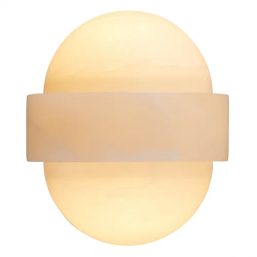 Antique brass finish luxury alabaster single white globe golden frame wall lamp by Luxury Group International