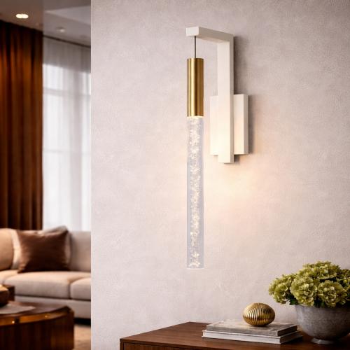Lampada da parete di lusso con pendente a bolle di cristallo finitura oro antico 1 luce di Luxury Group International