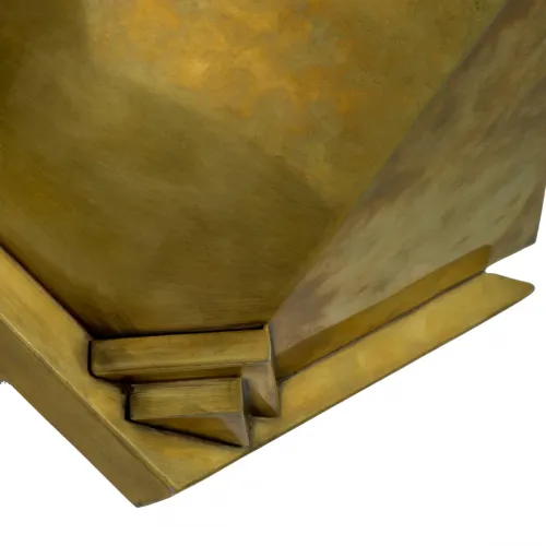 Art deco luxury wall lamp in gold vintage brass patina with triangular bowl by Luxury Group International