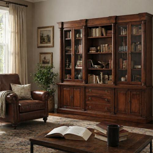 Vitrine de Luxe Baroque en Verre avec Multiples Armoires de Rangement et Tiroirs - Mobilier Baroque Vue lifestyle par Luxury Group International