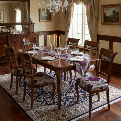 Sedia da Pranzo in Legno di Lusso Barocca con Seduta Imbottita a Motivo Floreale e Schienale Decorativo a Voluta - Mobili Barocchi Vista lifestyle di Luxury Group International