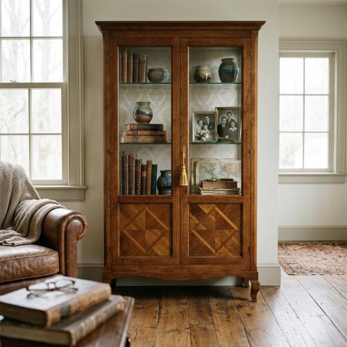 Baroque Wooden Luxury Display Cabinet with Glass Doors & Geometric Inlay Storage Base - Baroque Furniture Lifestyle View by Luxury Group International