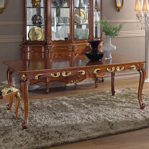 Baroque Wooden Luxury Extendable Dining Table with Gold Accents - Baroque Furniture Front View by Luxury Group International