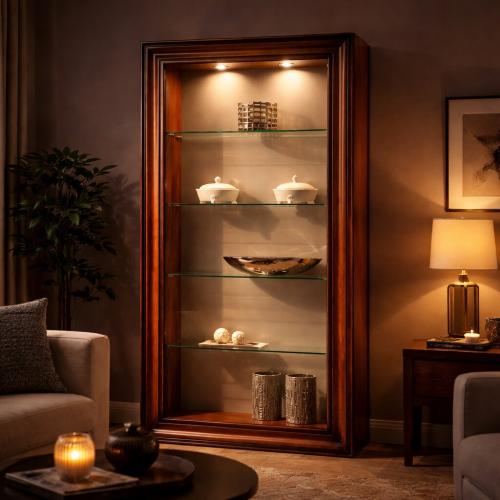Baroque Wooden Luxury Glass Display Cabinet with Lights - Baroque Furniture Lifestyle View by Luxury Group International