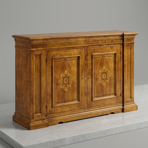Baroque Wooden Luxury Sideboard with Decorative Medallion Inlay Door Panels - Baroque Furniture Front View by Luxury Group International