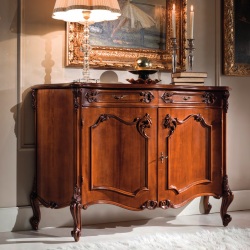 Credenza di Lusso in Legno Barocco con Mobile a Doppia Anta e Cassetti - Mobili Barocchi Vista frontale di Luxury Group International