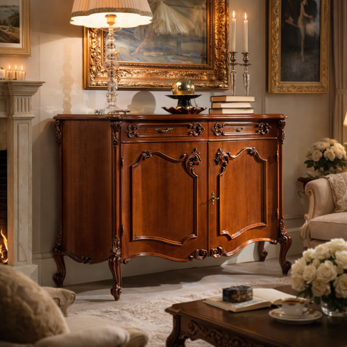 Credenza di Lusso in Legno Barocco con Mobile a Doppia Anta e Cassetti - Mobili Barocchi Vista lifestyle di Luxury Group International