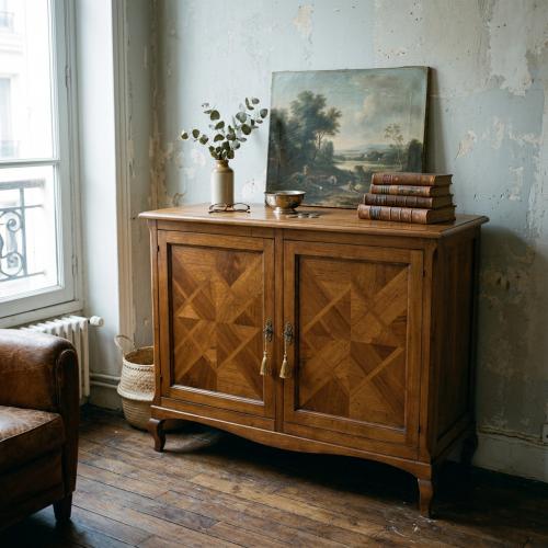 Baroque Wooden Luxury Sideboard with Geometric Inlay Double Doors - Baroque Furniture Lifestyle View by Luxury Group International