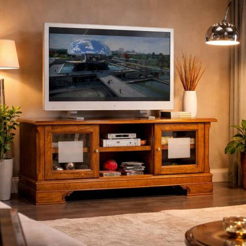 Baroque Wooden Luxury Television Furniture with Glass Sliding Panels - Baroque Furniture Lifestyle View by Luxury Group International