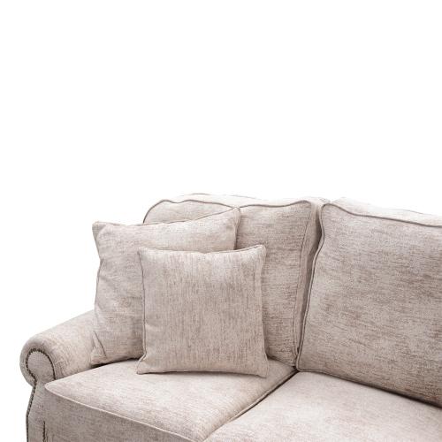 Divano 3 Posti di Lusso in Tessuto Beige con Braccioli Arrotolati - Mobili per Soggiorno Vista dettaglio di Luxury Group International