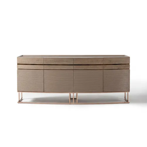 Aparador de madera beige de lujo con base de cobre por Luxury Group International