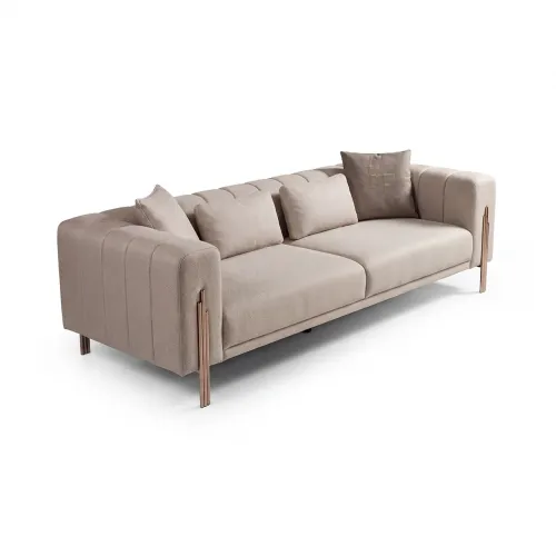 Sofá Beige Moderno de Lujo con Detalles en Oro Rosa y Estilo Europeo Contemporáneo por Luxury Group International