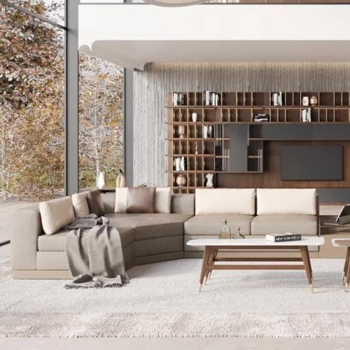 Beige Modular U-Shape Sectional Luxury Sofa – Modern Corner Sofa-Hotel Sofa by Luxury Group International
