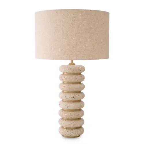 Lampada da tavolo moderna di lusso in ceramica con pietra naturale bianca a strati di Luxury Group International