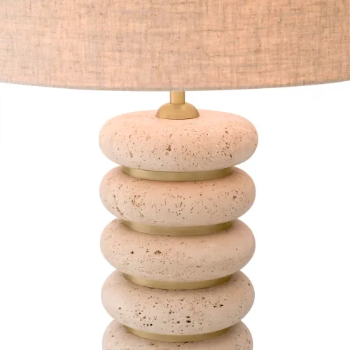 Lampada da tavolo moderna di lusso in ceramica con pietra naturale bianca a strati di Luxury Group International