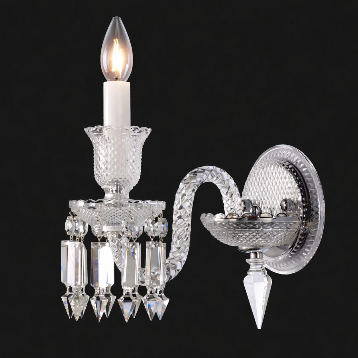 1-Light Crystal Glass Candle Luxury Wall Lamp by Luxury Group International