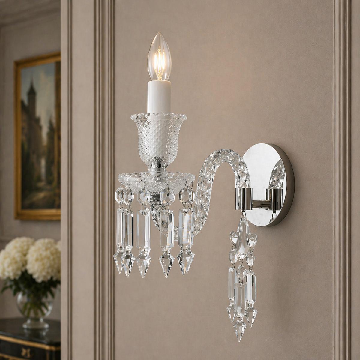 1-Light Crystal Wall Sconce Clear Luxury Modern Decorative Wall Lights by Luxury Group International