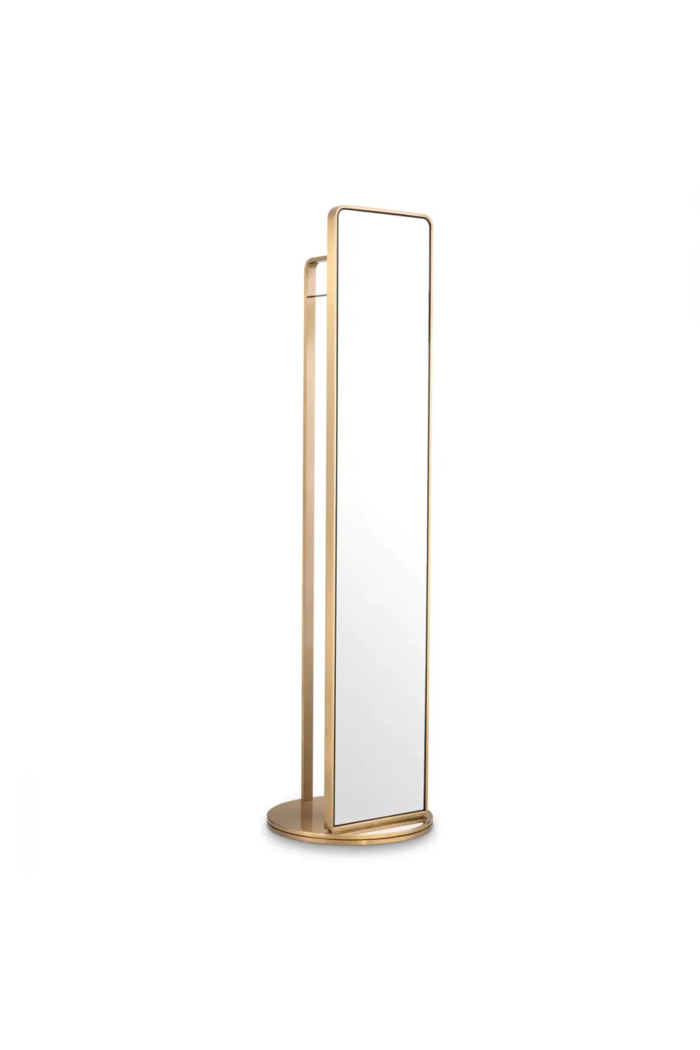 Luxury Brass Finish Floor Mirror with Coatrack | Luxury Group International