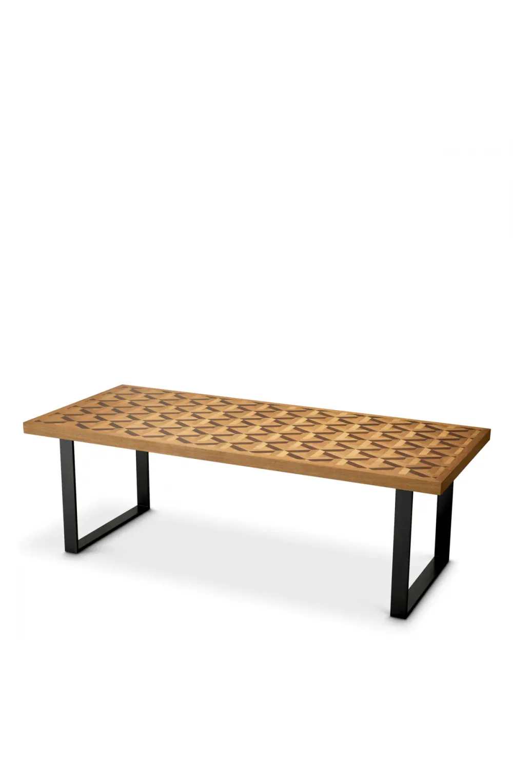 Luxuriöser rechteckiger Esstisch aus Eiche und schwarzem Metall von Luxury Group International