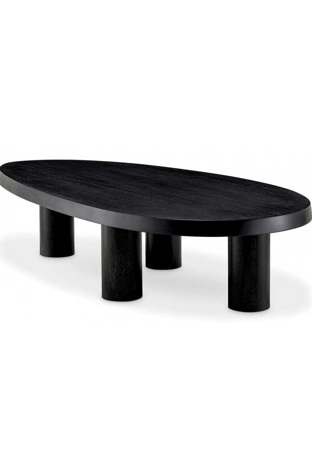 Luxuriöser moderner schwarzer ovaler Couchtisch aus Holz