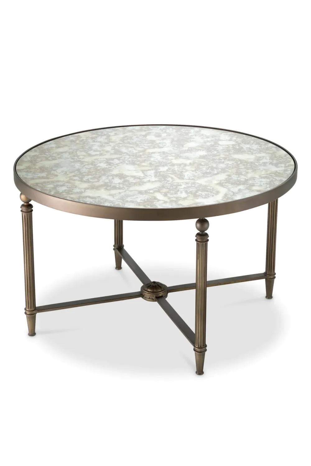 Luxuriöser Couchtisch aus Bronze und antikem Spiegel