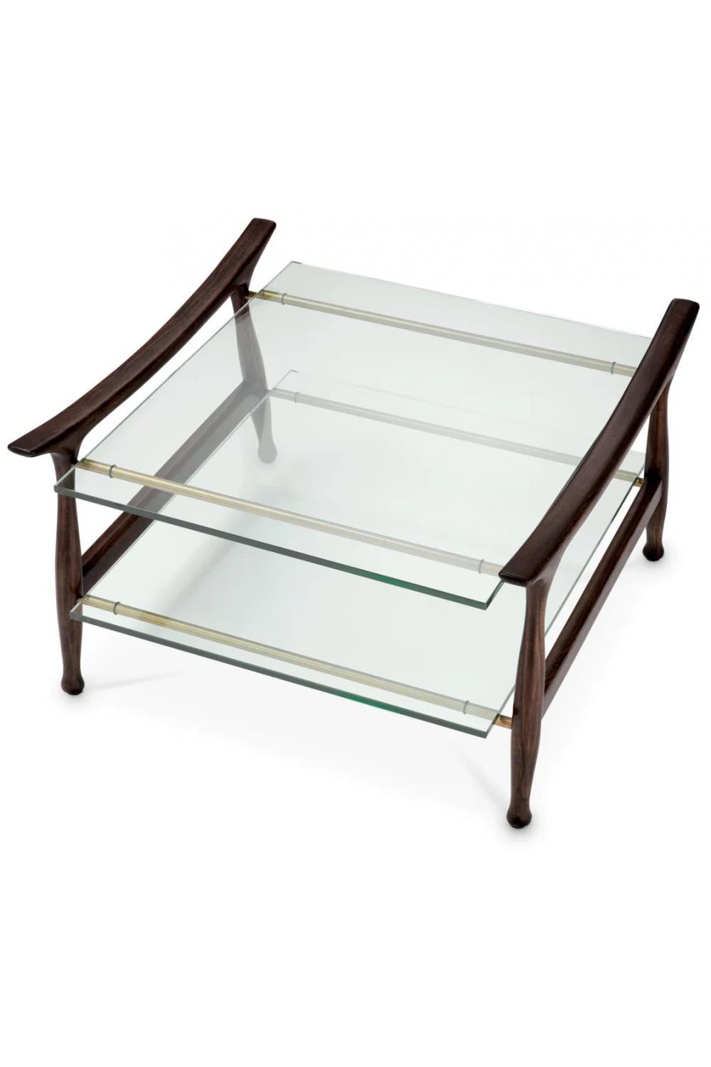 Luxuriöser, klassisch brauner und rechteckiger Couchtisch aus Klarglas