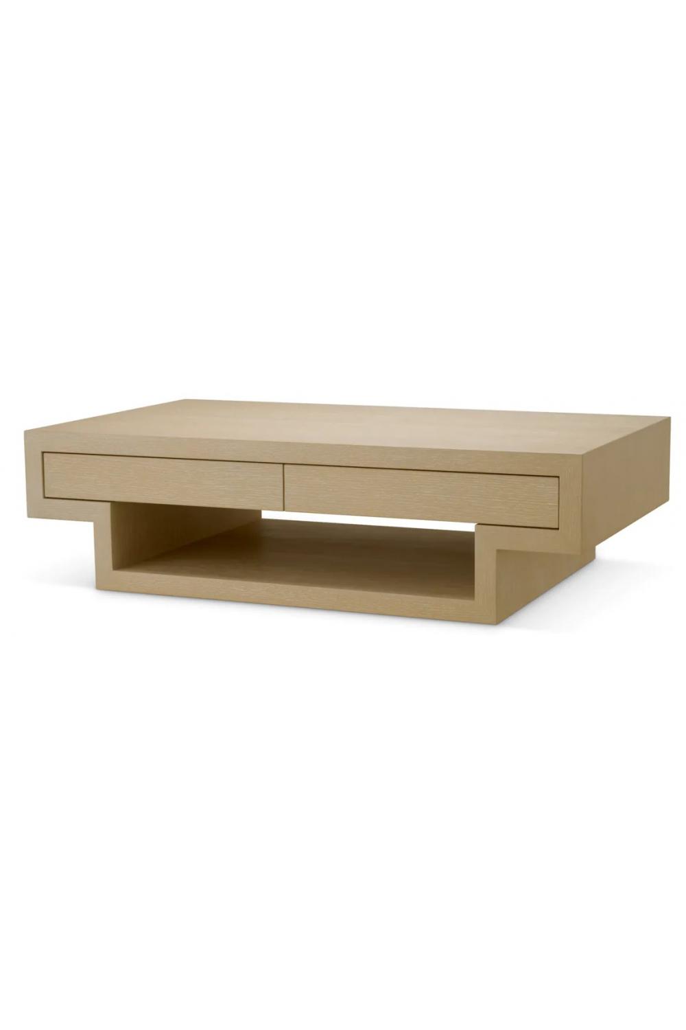 Luxus Eichenfurnier Rechteckiger Couchtisch mit Schublade