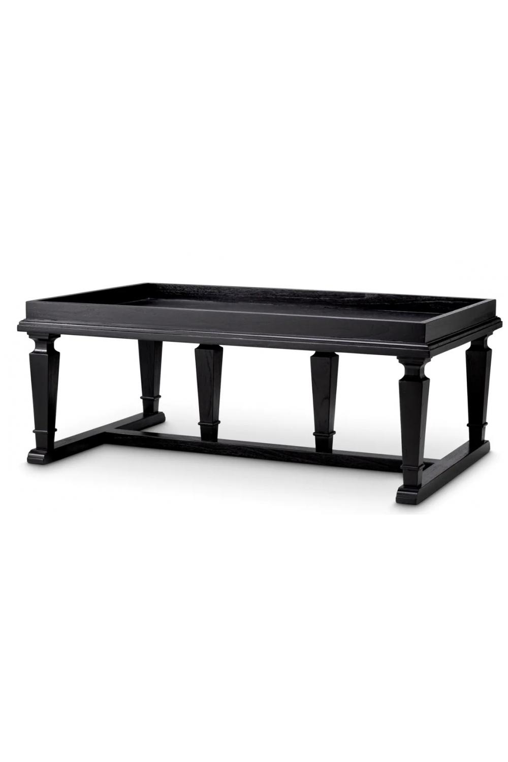 Luxury Black Veneer Classic Rectangular Coffee Table