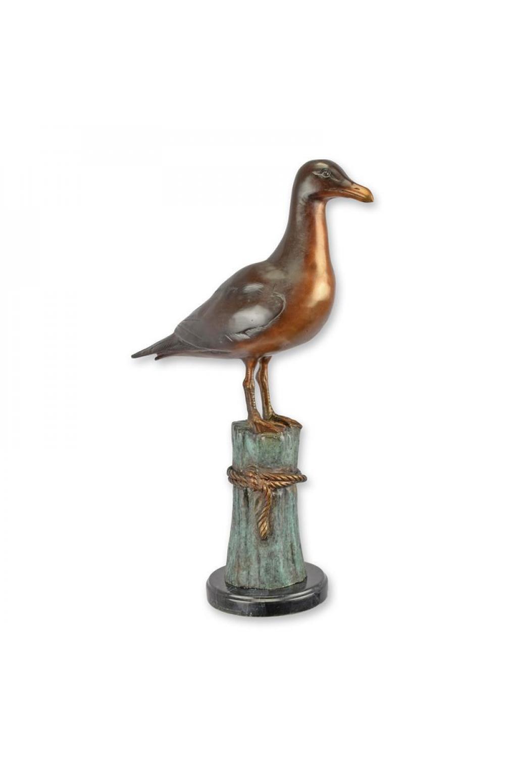 Luxury Bronze Seagull on Mooring Post Sculpture