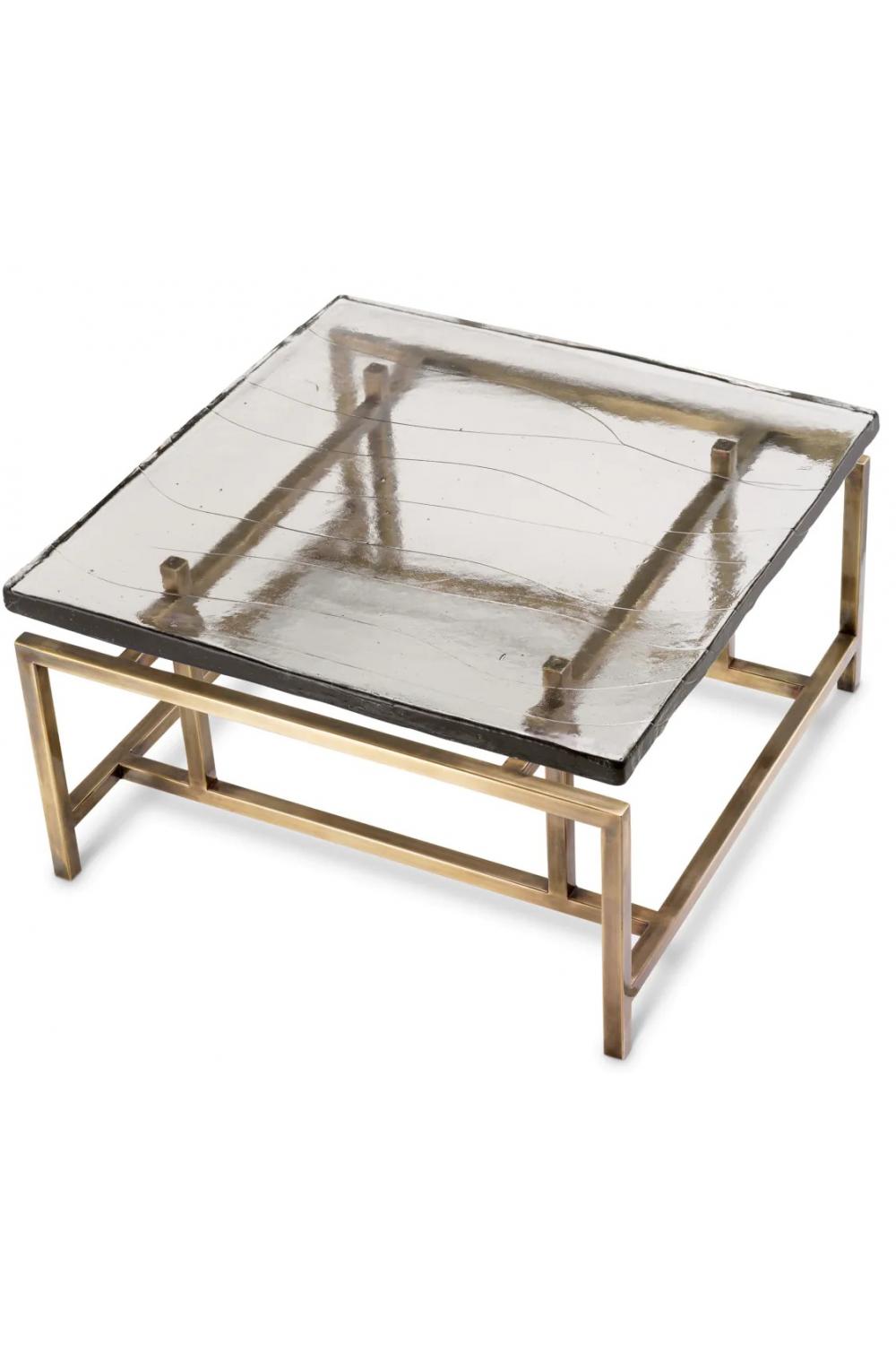 Luxury Coffee Table – Vintage Brass Finish & Glass Top Rectangular Table