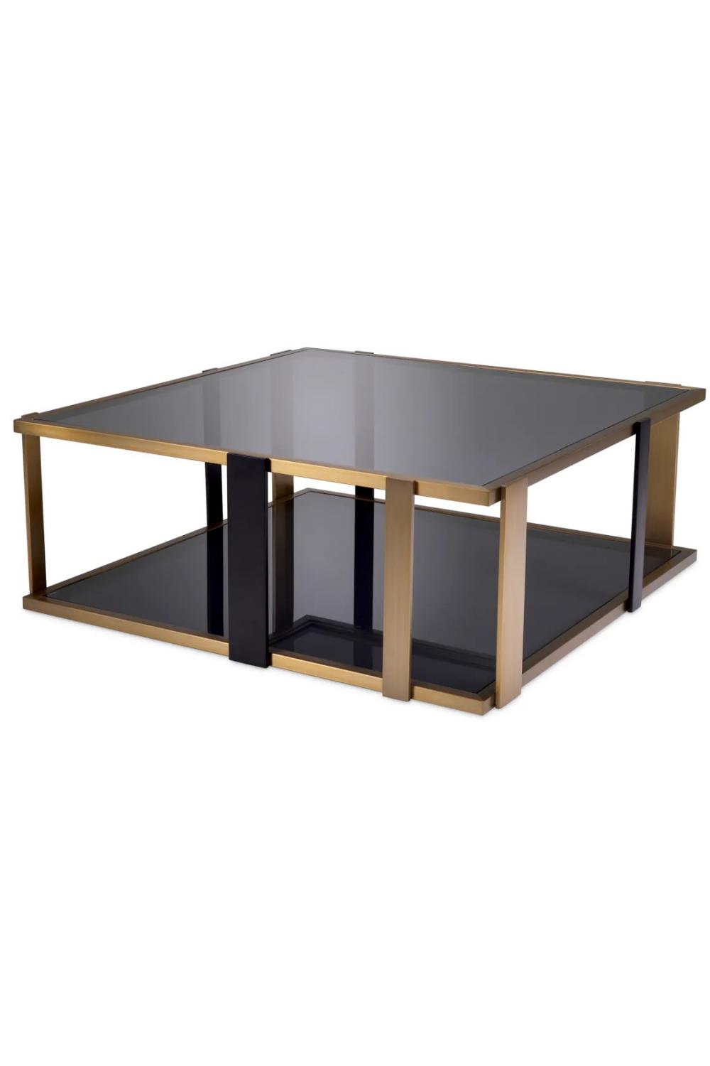 Luxury Brushed Brass & Glass Top Rectangular Coffee Table