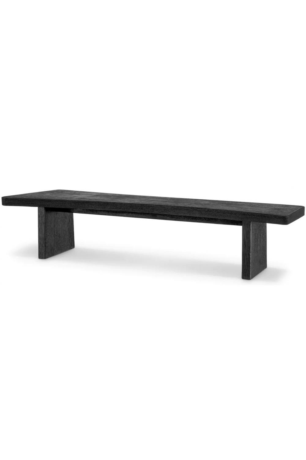 Luxuriöser rechteckiger Couchtisch aus Massivholz in Schwarz mit minimalistischem Sockel