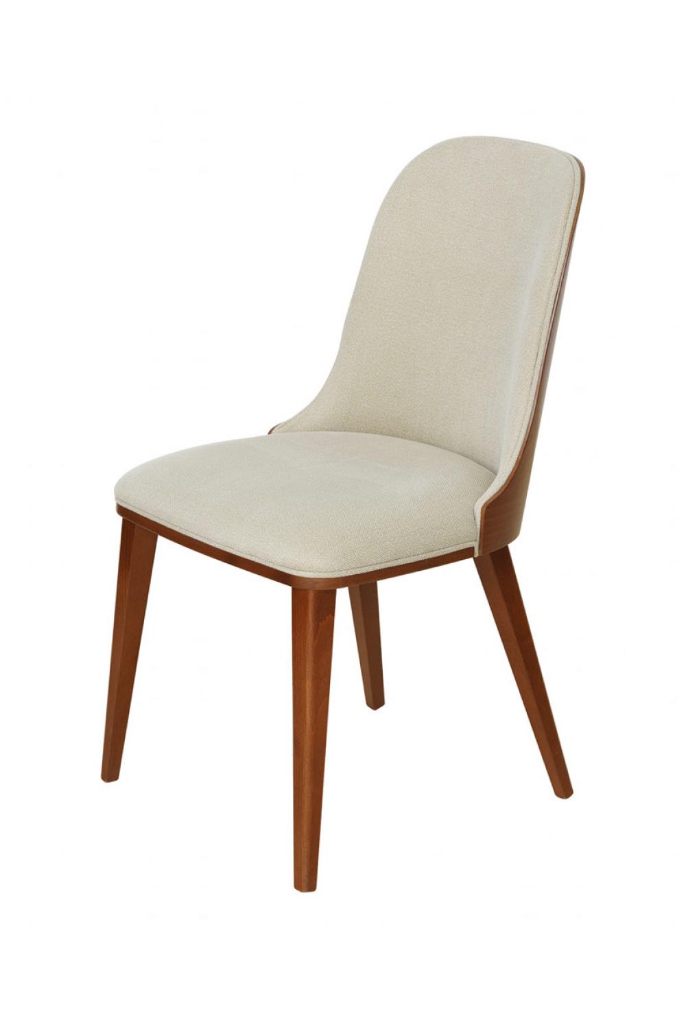 Luxury Beige Upholstered Wooden Dining Chair with Tapered Legs