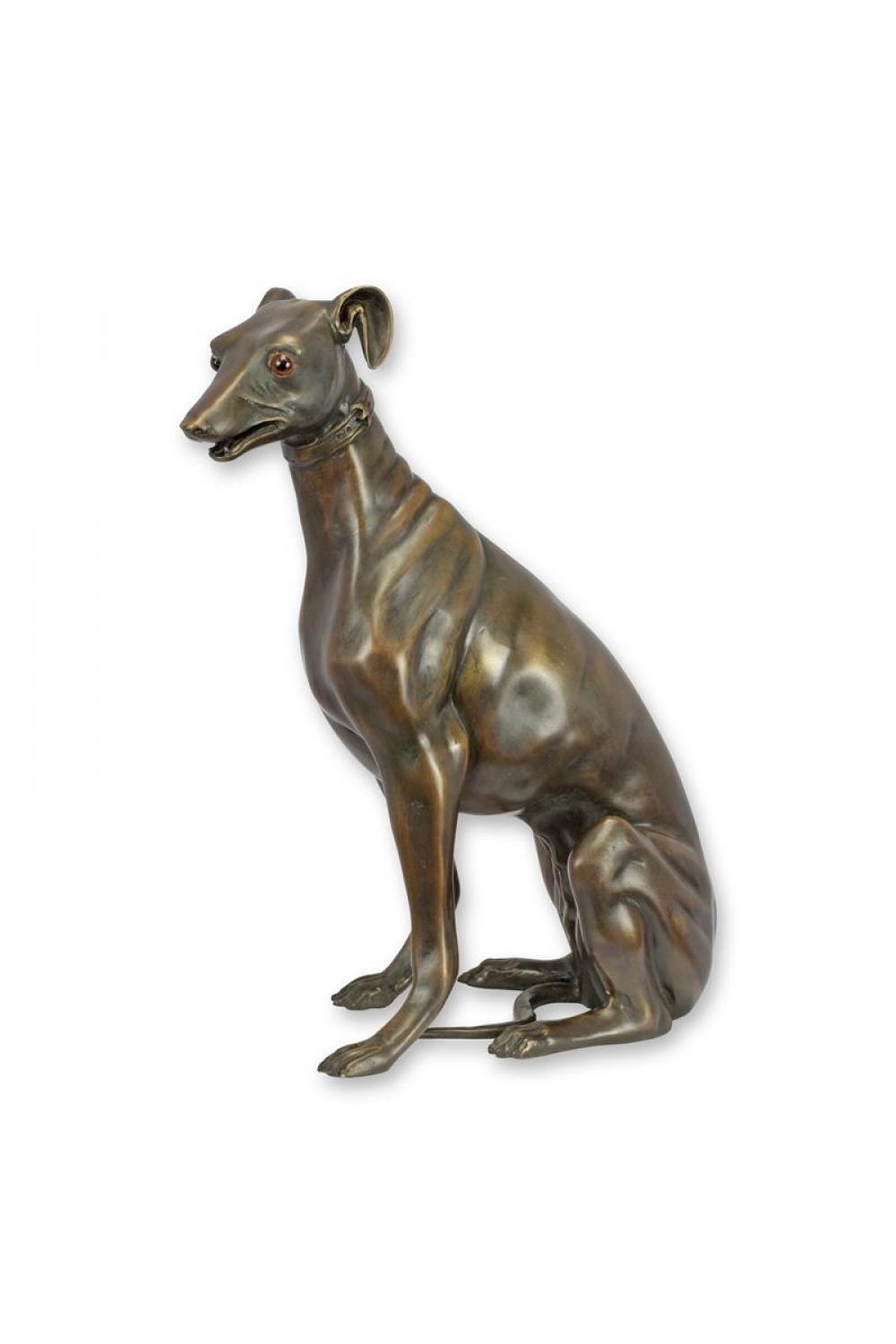 Luxuriöse klassische Windhund-Skulptur aus Bronze