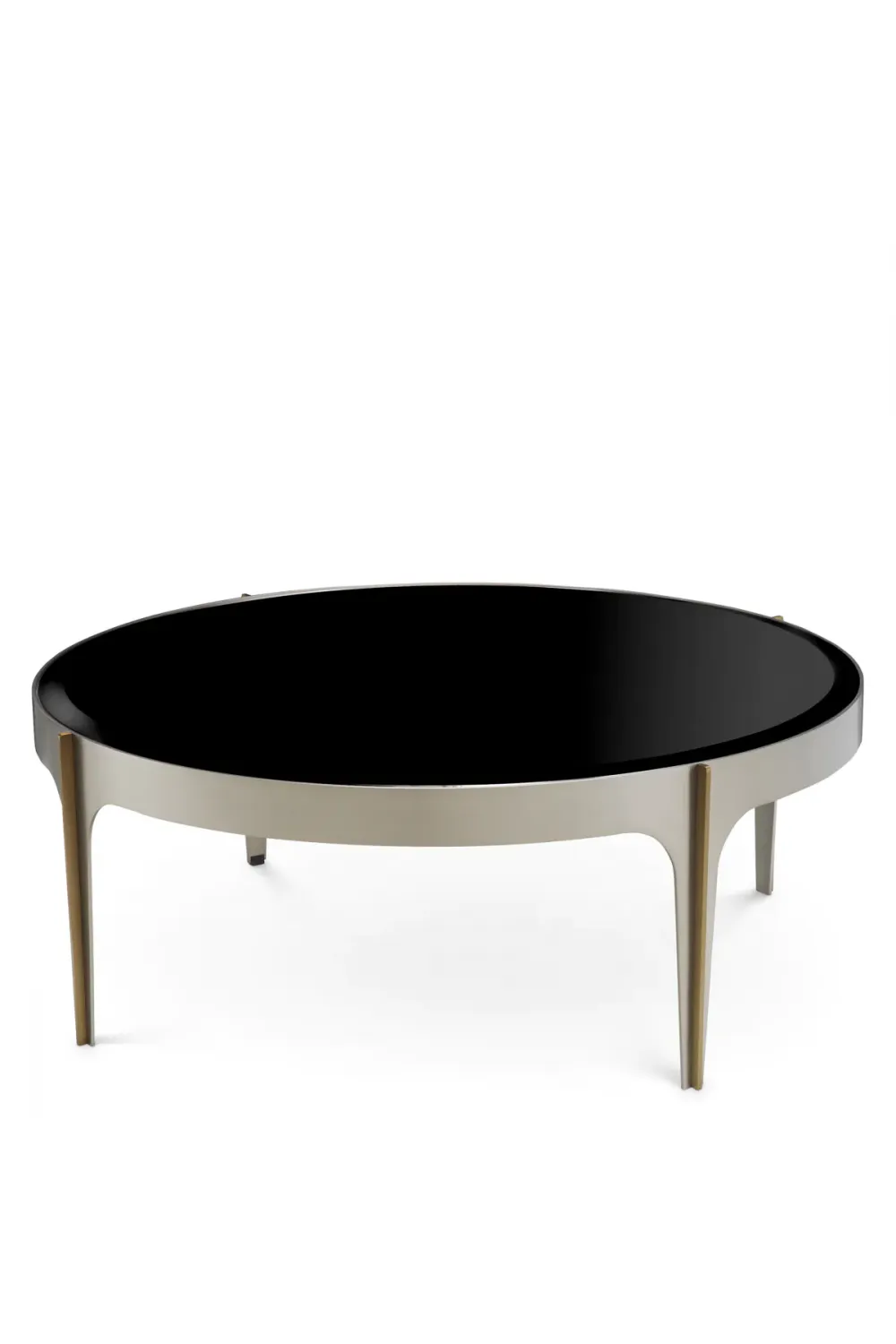 Luxuriöser Couchtisch aus Metall und abgeschrägtem Glas