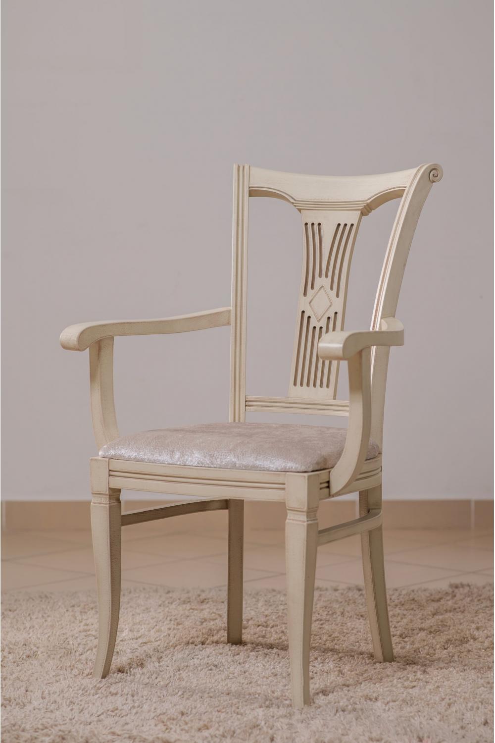 Luxuriöser gepolsterter Esszimmer-Sessel mit geformter Rückenlehne