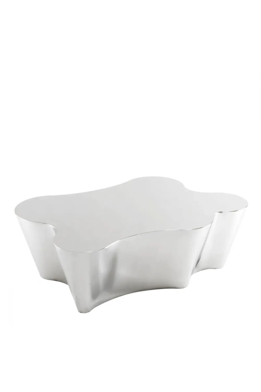 Luxuriöser Design-Couchtisch aus poliertem Edelstahl