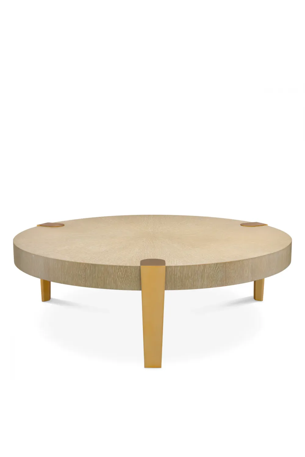Luxury Oak Veneer & Brushed Brass Coffee Table