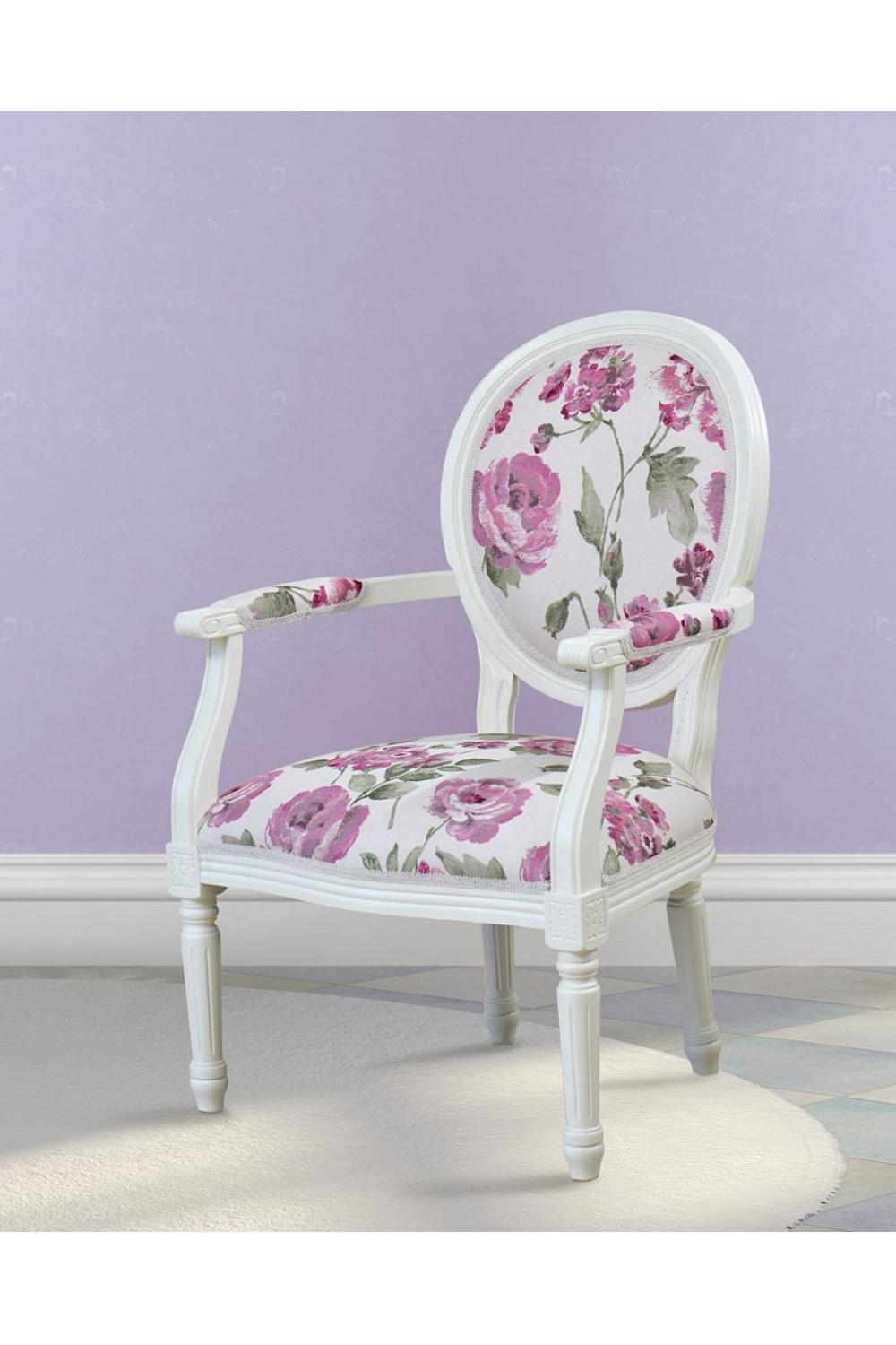 Luxury Upholstered Floral Classic Dining Armchair
