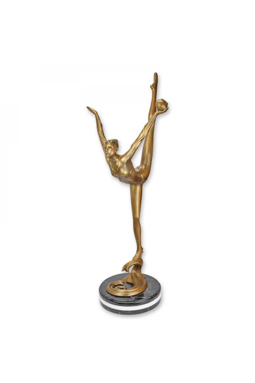 Luxuriöse Bronze Ballerina mit Ball Skulptur