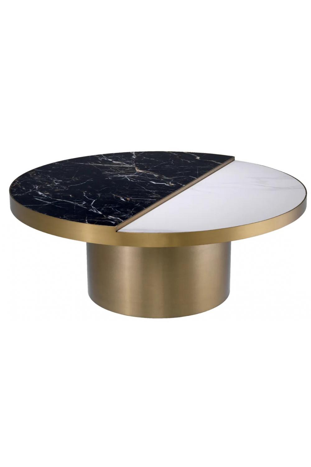 Luxuriöser runder Tisch aus Bronze und Messing mit Sockel