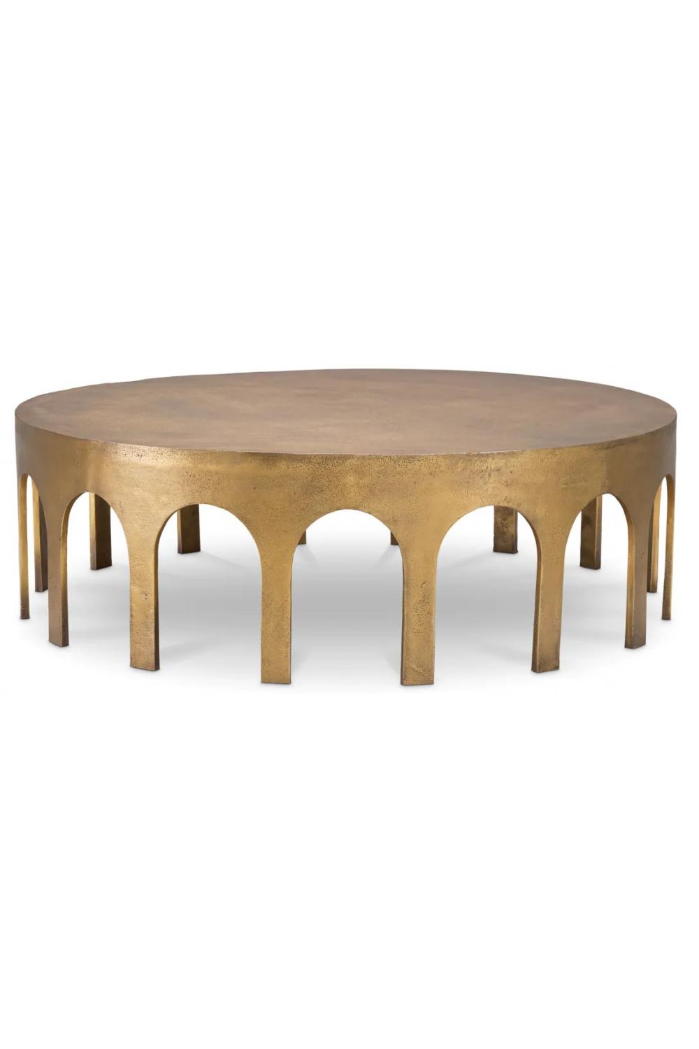 Luxury Vintage Brass Finish Round Coffee Table