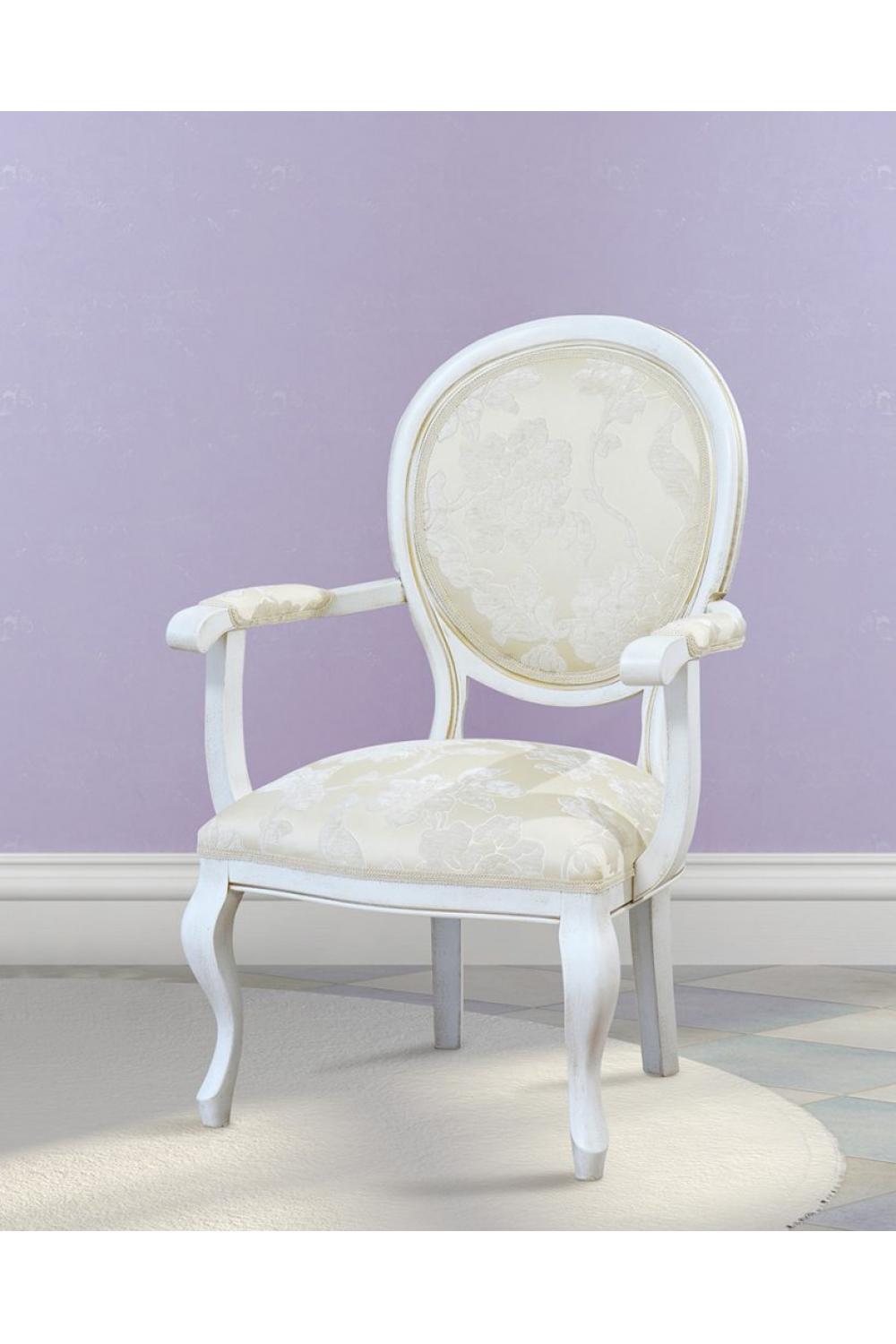 Luxuriöser klassischer Esszimmerstuhl mit ovaler Rückenlehne und Armlehnen