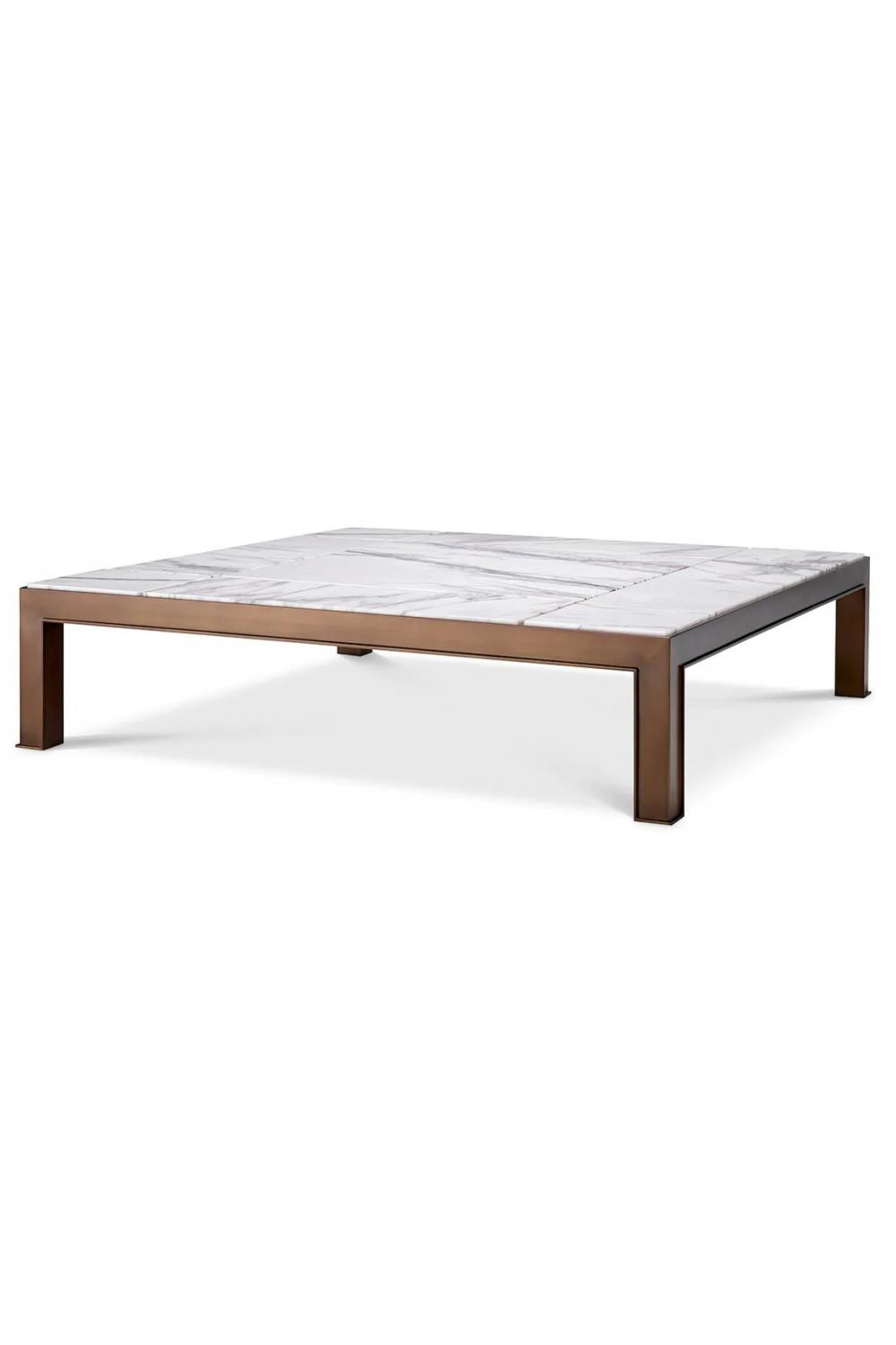 Luxury Metal Frame Marble Top Rectangular Coffee Table